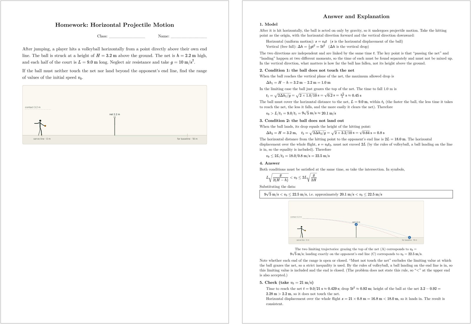 Paper homework: question page and worked solution